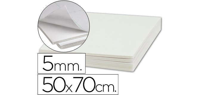 Carton pluma liderpapel blanco adhesivo 1 cara 50x70 cm espesor 5 mm