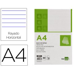 Bloc notas liderpapel horizontal a4 80 hojas 60g/m2