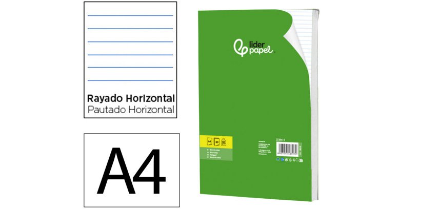 Bloc notas liderpapel horizontal a4 80 hojas 60g/m2