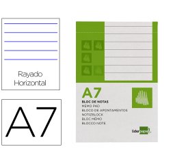 Bloc notas liderpapel horizontal a7 80 hojas 60g/m2 perforado