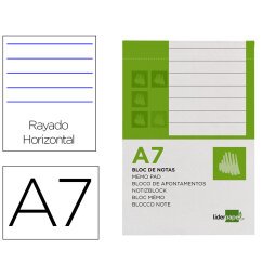 Bloc notas liderpapel horizontal a7 80 hojas 60g/m2 perforado