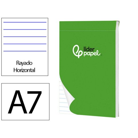 Bloc notas liderpapel horizontal a7 80 hojas 60g/m2 perforado