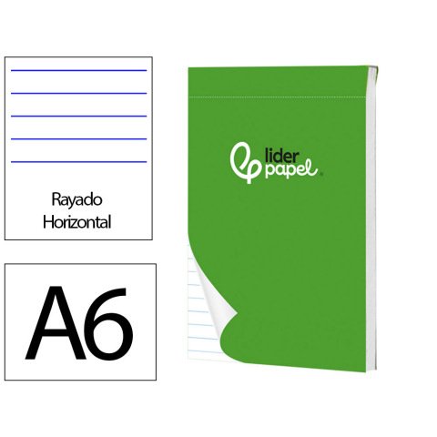 Bloc notas liderpapel horizontal a6 80 hojas 60g/m2 perforado