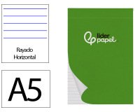 Bloc notas liderpapel horizontal a5 80 hojas 60g/m2 perforado