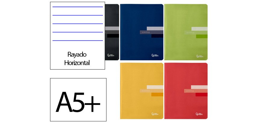 Libreta liderpapel scriptus a5 plus 48 hojas 90gr horizontal con margen