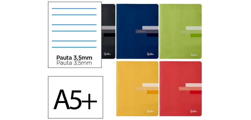 Libreta liderpapel scriptus a5 plus 48 hojas 90gr pauta 4ª 3.5mm con margen