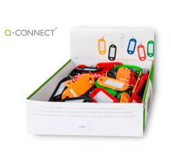 Llavero portaetiquetas q-connect expositor de 100 unidades colores surtidos