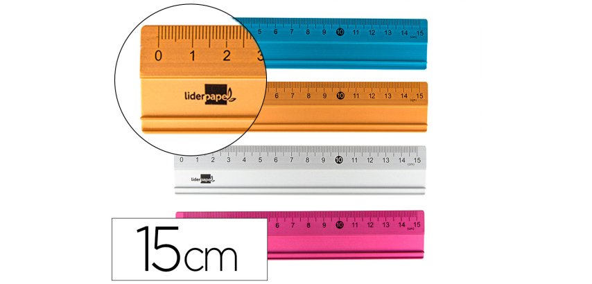 Regla liderpapel 15 cm aluminio colores surtidos