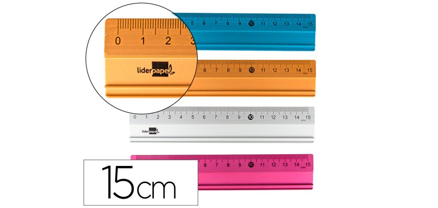 Regla liderpapel 15 cm aluminio colores surtidos