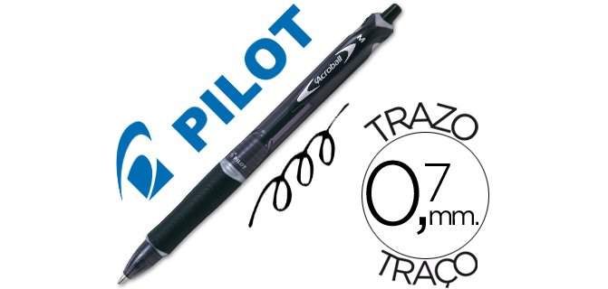 Boligrafo pilot acroball negro tinta aceite punta de bola de 1,0mm retractil