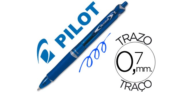 Boligrafo pilot acroball azul tinta aceite punta de bola de 1,0mm retractil