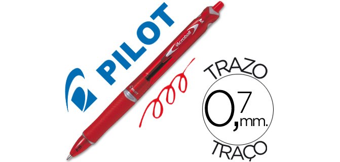 Boligrafo pilot acroball rojo tinta aceite punta de bola de 1,0mm retractil