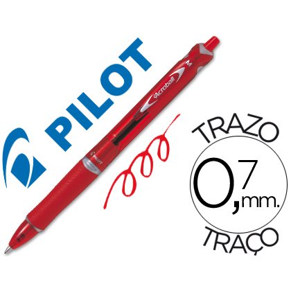 Boligrafo pilot acroball rojo tinta aceite punta de bola de 1,0mm retractil