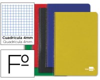 Cuaderno espiral liderpapel a4 tapa dura 80h 75 gr cuadro 4mm con margen surtidos