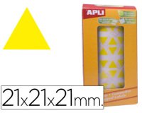 Gomets autoadhesivos triangulares 21x21x21mm amarillo rollo de 2832 unidades