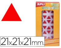 Gomets autoadhesivos triangulares 21x21x21 mm rojo rollo de 2832 unidades