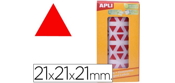 Gomets autoadhesivos triangulares 21x21x21 mm en rollo Apli