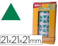 Gomets autoadhesivos triangulares 21x21x21 mm verde rollo de 2832 unidades