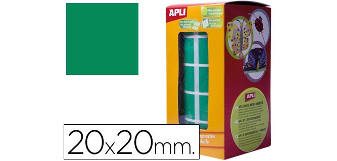 Gomets autoadhesivos cuadrados 20x20 mm Apli - rollo de 1770 unidades