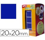 Gomets autoadhesivos cuadrados 20x20 mm azul rollo de 1770 unidades