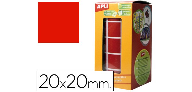 Gomets autoadhesivos cuadrados 20x20 mm Apli - rollo de 1770 unidades