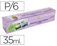 Pintura laca cristal la pajarita kids 35 ml caja de 6 unidades colores surtidos + pincel