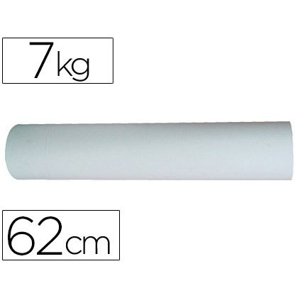 Papel blanco bobina ancho 62 cm longitud 250 mt gramaje 50 gr peso 7 kg