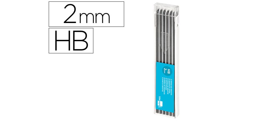 Minas liderpapel grafito 2 mm estuche de 12 minas longitud 120 mm