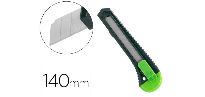 Cuter q-connect plastico ancho con asa para colgar cuchilla 18 mm xd-43 blister 1 unidad