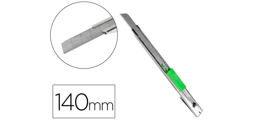 Cuter q-connect metalico estrecho cuchilla 9 mm con clip blister 1 unidad