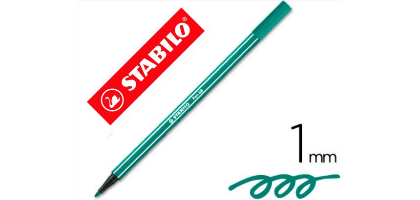 Rotulador stabilo acuarelable pen 68 verde esmeralda punta gruesa 1mm
