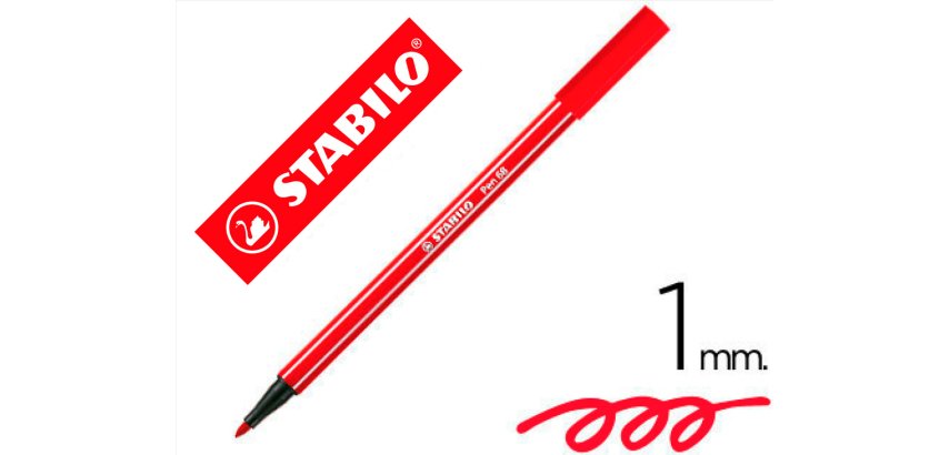 Rotulador stabilo acuarelable pen 68 rojo carmin punta gruesa 1mm