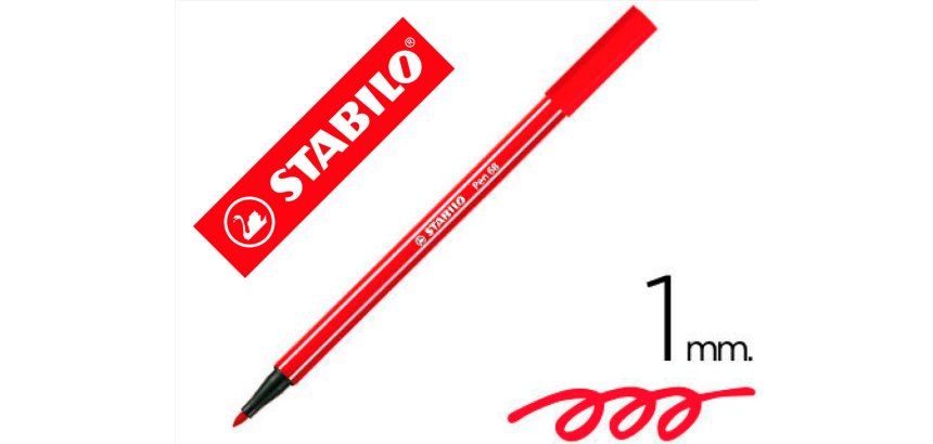 Rotulador stabilo acuarelable pen 68 rojo carmin punta gruesa 1mm