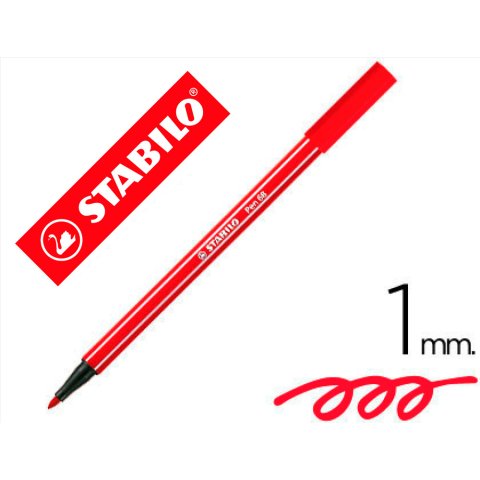 Rotulador stabilo acuarelable pen 68 rojo carmin punta gruesa 1mm