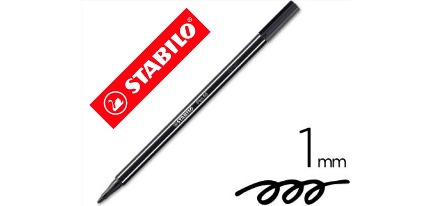 Rotulador stabilo acuarelable pen 68 negro punta gruesa 1mm