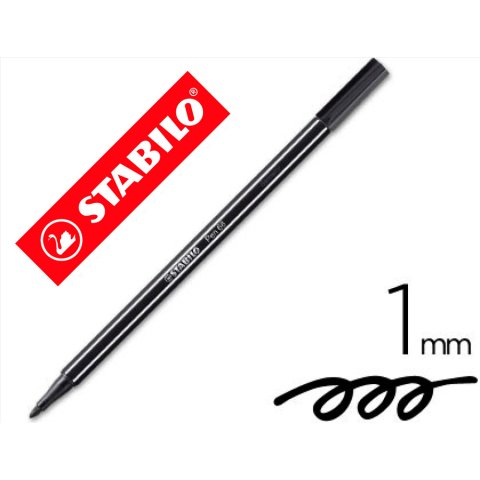 Rotulador stabilo acuarelable pen 68 negro punta gruesa 1mm