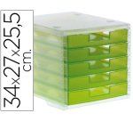 Fichero cajones de sobremesa archivo 2000 340x270x260 mm apilables 5 cajones verde kiwi translucido