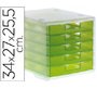 Fichero cajones de sobremesa archivo 2000 340x270x260 mm apilables 5 cajones verde kiwi translucido