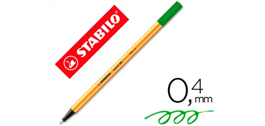 Rotulador stabilo punta de fib ra point 88 verde manzana punta fina 0,4mm