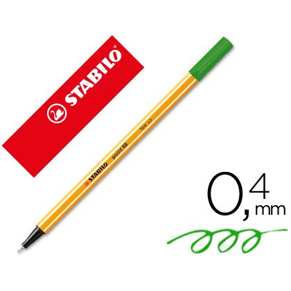 Rotulador stabilo punta de fib ra point 88 verde manzana punta fina 0,4mm