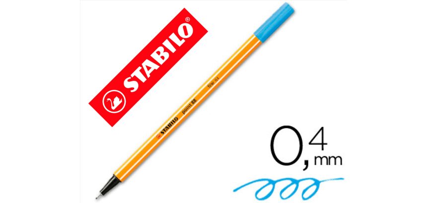 Rotulador stabilo punta de fib ra point 88 azul celeste punta fina 0,4mm