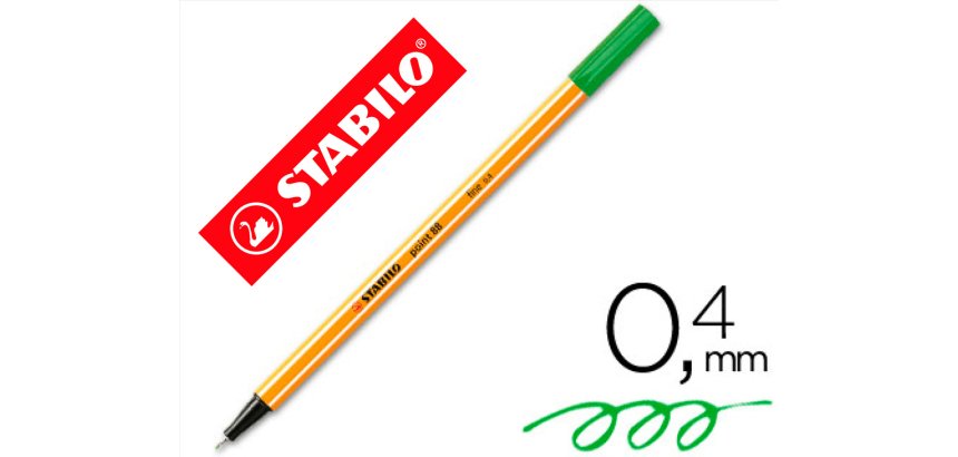 Rotulador stabilo punta de fib ra point 88 verde pino punta fina 0,4mm
