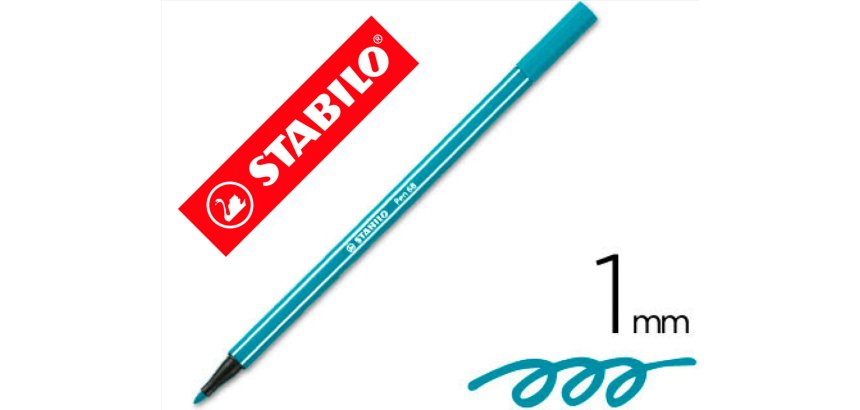Rotulador stabilo acuarelable pen 68 turquesa punta gruesa 1mm