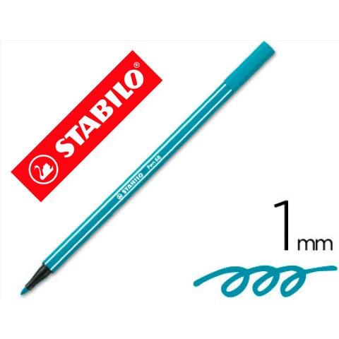Rotulador stabilo acuarelable pen 68 turquesa punta gruesa 1mm