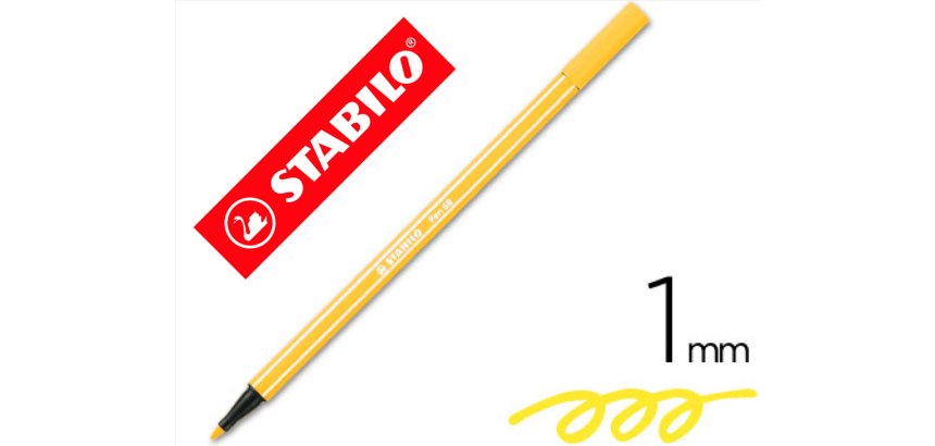 Rotulador stabilo acuarelable pen 68 amarillo limon punta gruesa 1mm