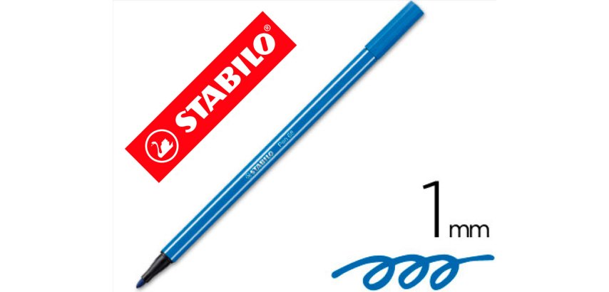 Rotulador stabilo acuarelable pen 68 azul marino punta gruesa 1mm