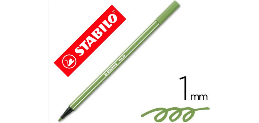 Rotulador stabilo acuarelable pen 68 verde hoja punta gruesa 1mm