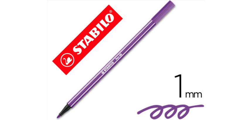 Rotulador stabilo acuarelable pen 68 violeta punta gruesa 1mm