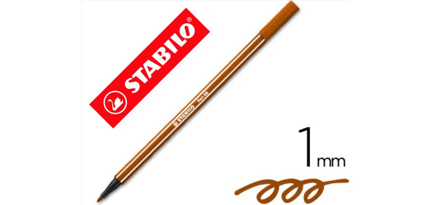 Rotulador stabilo acuarelable pen 68 marron punta gruesa 1mm