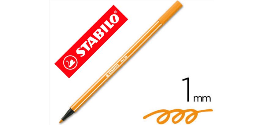 Rotulador stabilo acuarelable pen 68 naranja punta gruesa 1mm